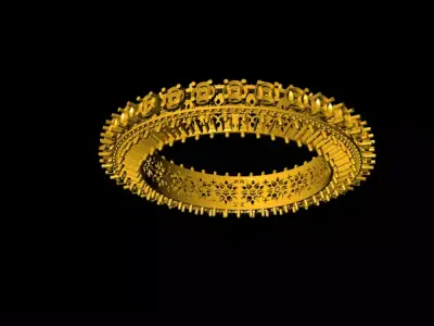 High Detail Gold Diamond Bangle  3D print model
