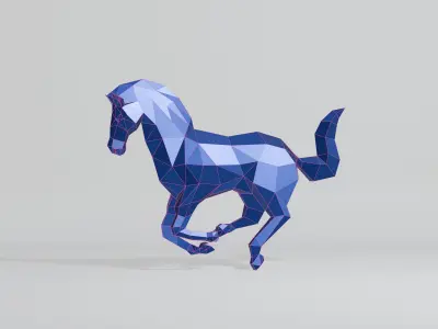 Polygonal Running Horse Low-poly 3D model