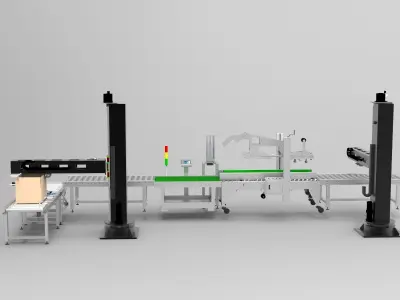 Stacking and packing line Low-poly 3D model