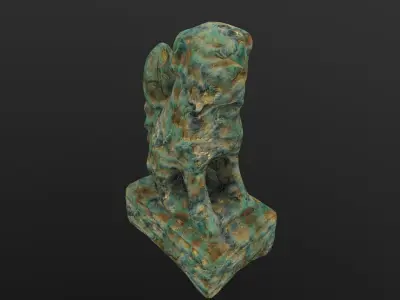 Dog Statue AR VR PBR  Lowpoly with game ready 3d Model Low-poly 3D model