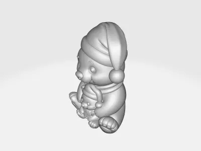 Christmas Bear Family Cute Mama Baby Bear in Santa HatS 3D print model