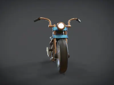 Simple Chopper Motorcycle 3D Model Low-poly 3D model
