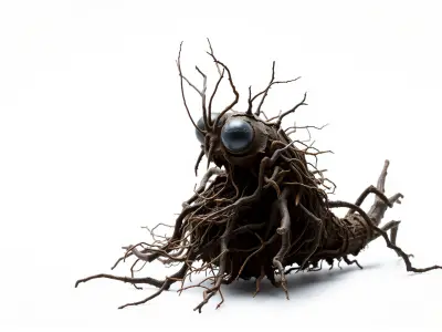 Root-Entanglement Creature with Insectoid Eyes Low-poly 3D model