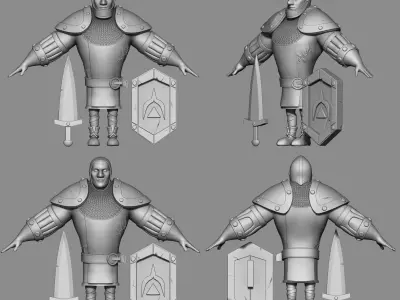 Stylized Knight-Game Ready Low-poly 3D model