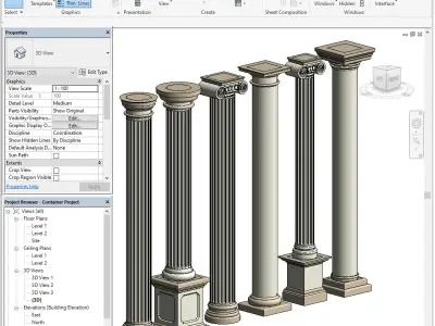Parametric Classic Columns Family for Revit Pack Three 3D model