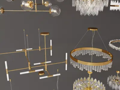 Luxury Chandeliers Set   PBR Textures  Interior Lighting Models 3D model