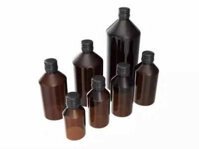 Bottles 7 Set Vitamin and Sport Nutrition 3D model