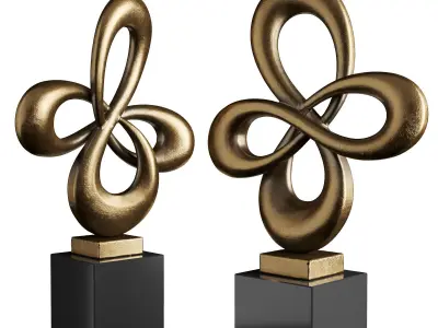 Clover modern sculpture Low-poly 3D model