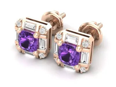AV 592 Diamond Ladies Stud Earrings 3D print model