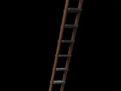 7-Step walnut Ladder Low-poly 3D model