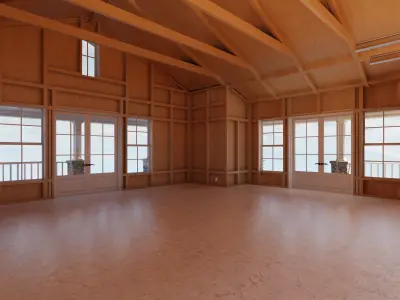 Classic style porch house garage only Low-poly 3D model