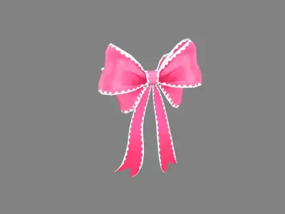 cartoon pink bow tie Low-poly 3D model