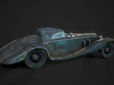 Old Wrecked car Low-poly 3D model