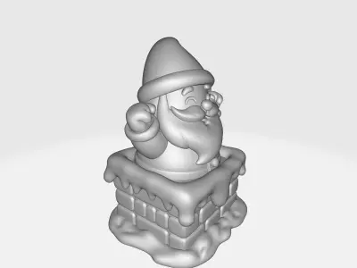 Cute Santa Claus Coming Out of Chimney Christmas Decoration 3D print model