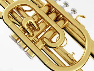 Cornet gold trumpet 3D model
