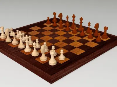 Chess Set board with pieces 3D model