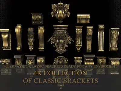 Collection of classic brackets   Low-poly 3D model