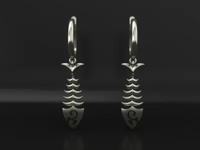 Fish Skeleton Earring 3D print model