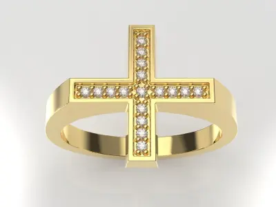 Diamond Cross Ring 3D print model