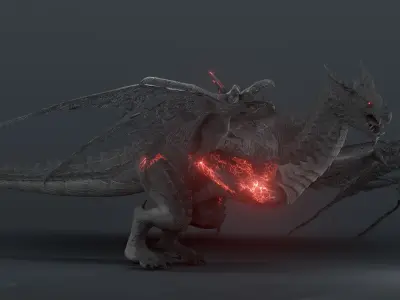 Disaster dragon - rigged blender model Low-poly 3D model