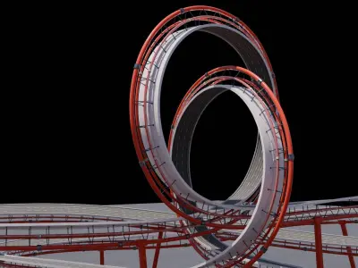 Ultra-Detailed 3D Acrobatic Stunt Track Low-poly 3D model