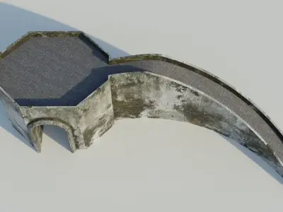 Bridge 3D model concrete wall with arch in it Low-poly 3D model