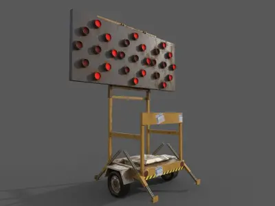 New And Broken Traffic Arrow Signboard Low Poly Game Ready Low-poly 3D model