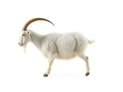 White Mountain Goat with Curved Horns 3D Model Pack Low-poly 3D model