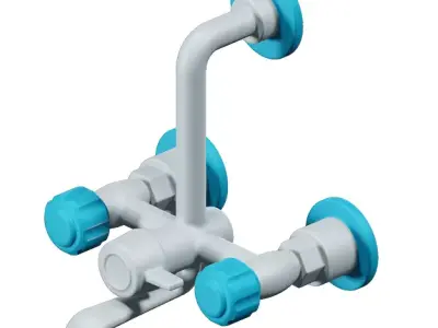 Plastic Shower Tap 3D model