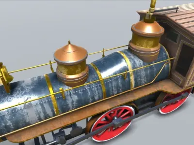 Old West Steam Train Low-poly 3D model