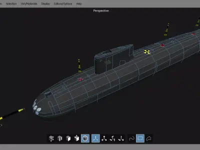 Submarine in computer program 3D model