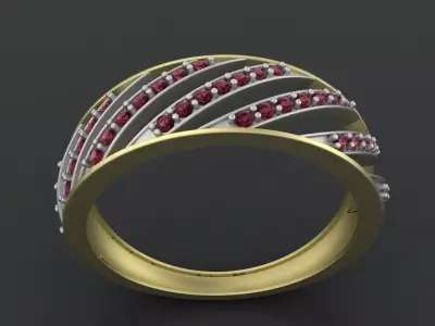 Womens diamond track ring for CNC or 3D print model 3D print model