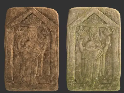 Medieval Designed Grave Stone  Low-poly 3D model