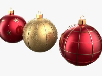 Christmas Tree Ornament Set4 - Red Yellow 3D model