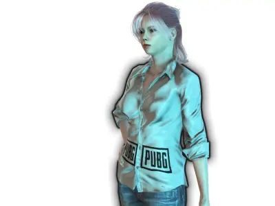 Cute PUBG M Girl Realistic Character 3D model