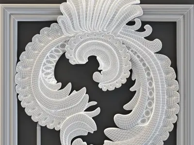 wall-set-ss1 ornate headboard gold 3D model