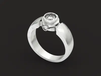 stylish man ring with stones 3D print model