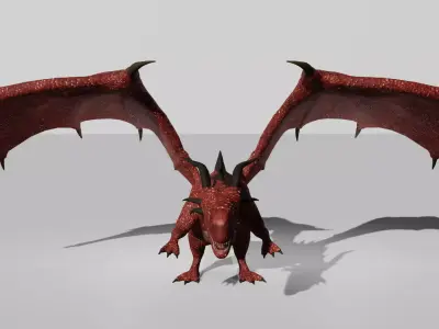 Red Scaled Dragon 3D Character Low-poly 3D model