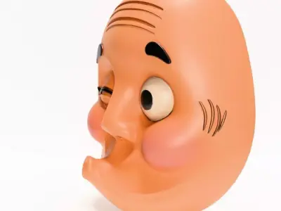 Japanese Hyottoko Mask Props Second Life toy 3D print model