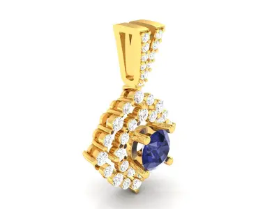 Solitaire Women Pendant 3DM STL OBJ FBX Render Details 3D print model