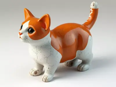 Cute Stylized Cat Figurine Low-poly 3D model