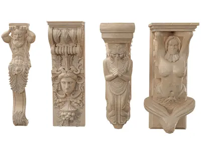 Victorian-Style Decorative Stone Bracket Collection  3D model