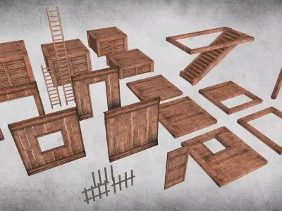 Survival Wood Crafting Kit Low-poly 3D model