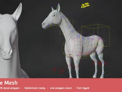 Horse Base Mesh Low-poly 3D model buy