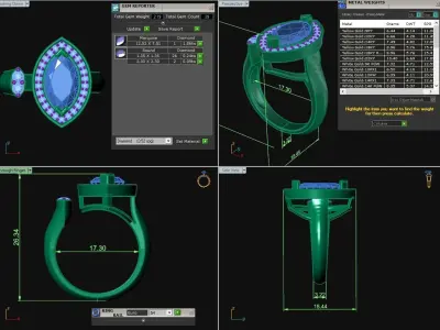 Diamond Jewelry Ring Marquise gem Sapphire blue cut Free 3D print model