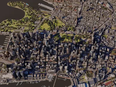 Sydney City Skyline Free low-poly 3D model