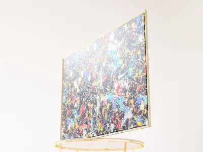Large abstract painting in a frame 3D model