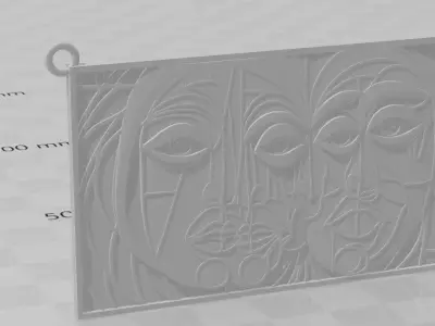 Picasso style pendant for enameling 3D print model