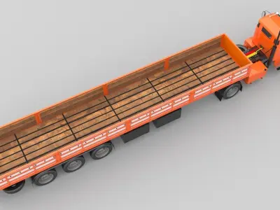 1975 Semi Truck And Trailer 3D model