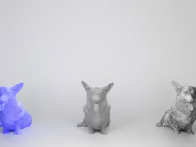 Corgi dog sitting 02 Low-poly 3D model